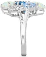 Lab-Grown Opal (1-1/3 ct. t.w) & Multicolor Topaz (2-1/2 ct. t.w) Ring in Sterling Silver - Multi