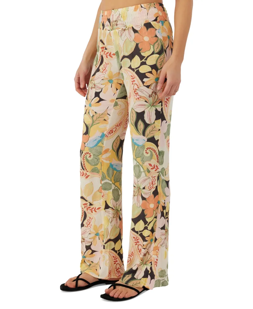 O'Neill Juniors' Floral-Print Johnny Elastic-Waist Straight-Leg Pants