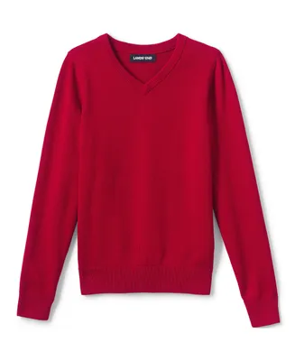 Lands' End Boys School Uniform Cotton Modal Fine Gauge V-neck Sweater
