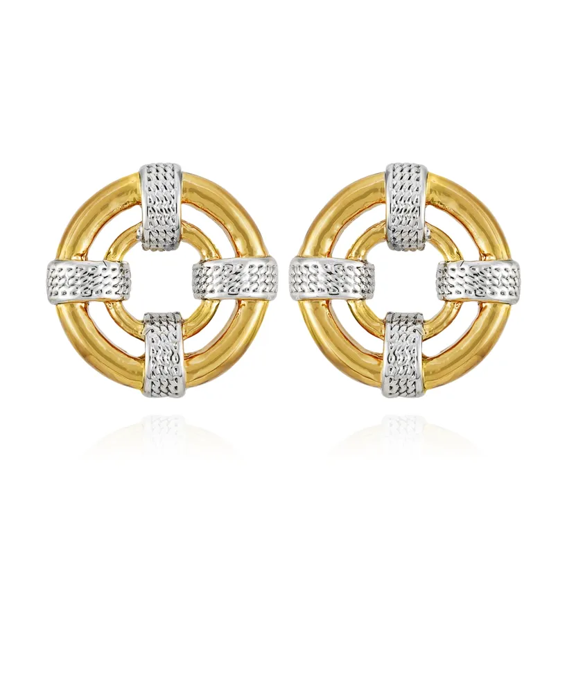 T Tahari Two-Tone Round Stud Earrings