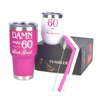 60th Birthday Gifts for Women: Fabulous 60 Tumbler Set, Perfect Present for Her, Celebrate in Style with this Unique 60th Birthday Gift Idea