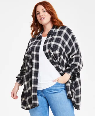 Levi's Trendy Plus Size Harrison Plaid Button-Down Raglan Shirt