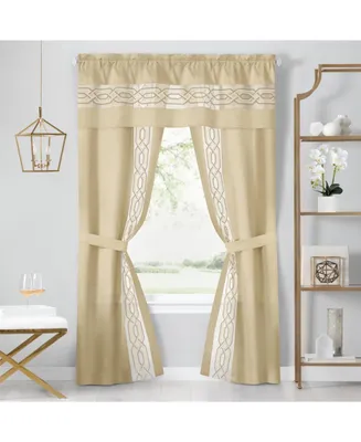 Kate Aurora Pacifico 5 Piece Rod Pocket All One Attached Semi Sheer Window Curtain Panels & Valance Set