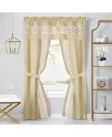 Kate Aurora Pacifico 5 Piece Rod Pocket All One Attached Semi Sheer Window Curtain Panels & Valance Set