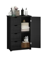 4 Drawer Freestanding Bathroom Floor Cabinet Adjustable Storage Cupboard