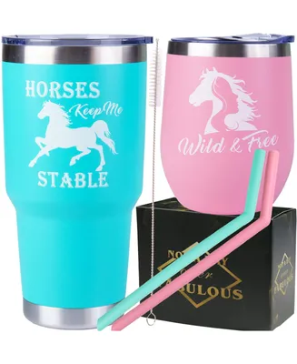 Women's Horse Gifts, Humorous Horse Lover Presents, Christmas and Birthday Gifts for Equestrians, Wild and Free Tumbler for Horse Enthusiasts