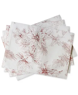 Benson Mills Glistening Poinsettias Metallic-Print Placemat, 13" x 18"