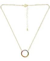 Giani Bernini Rainbow Cubic Zirconia Open Circle Pendant Necklace in 18k Gold-Plated Sterling Silver, 16" + 2" extender, Created for Macy's