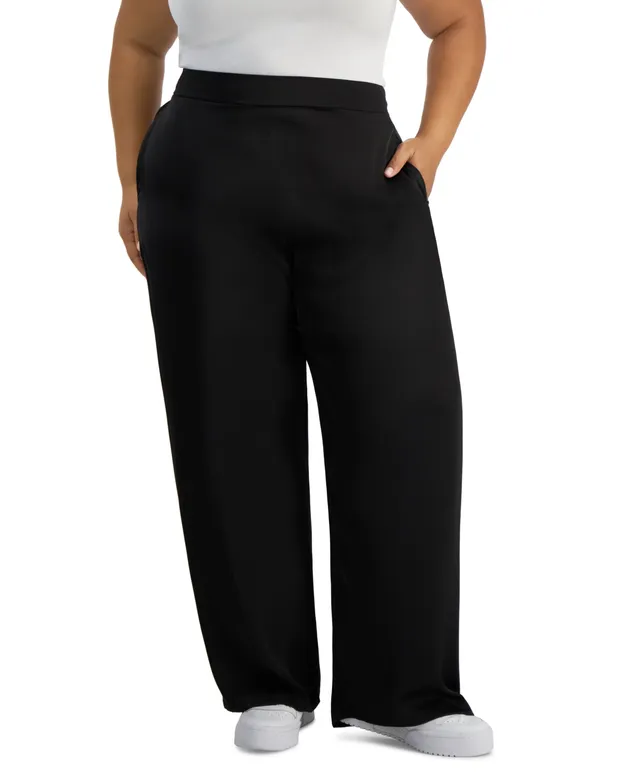 And Now This Trendy Plus Size Faux-Leather Wide-Leg Cargo Pants - Macy's