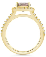 Macy's Morganite (1-7/8 ct. t.w.) and Diamond (1/2 Halo Ring 14K Yellow Gold