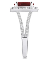 Macy's Garnet (-1/ ct. t.w.) and Diamond (/ Halo Ring 14K Gold