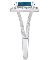 Macy's London Blue Topaz (-/ ct. t.w.) and Diamond (/ Halo Ring 14K Gold