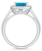 Macy's Blue Topaz (2-3/4 ct. t.w.) and Diamond (1/4 Halo Ring 14K Gold