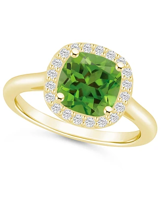 Macy's Peridot (2-3/8 ct. t.w.) and Diamond (1/4 Halo Ring 14K Yellow Gold