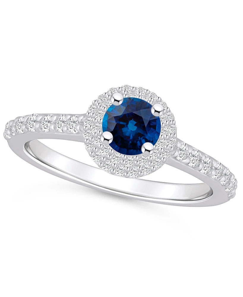 Macy's Sapphire (5/8 Ct. t.w.) and Diamond (1/2 Halo Ring