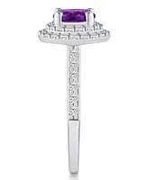 Macy's Amethyst and Diamond Accent Halo Ring 14K Gold