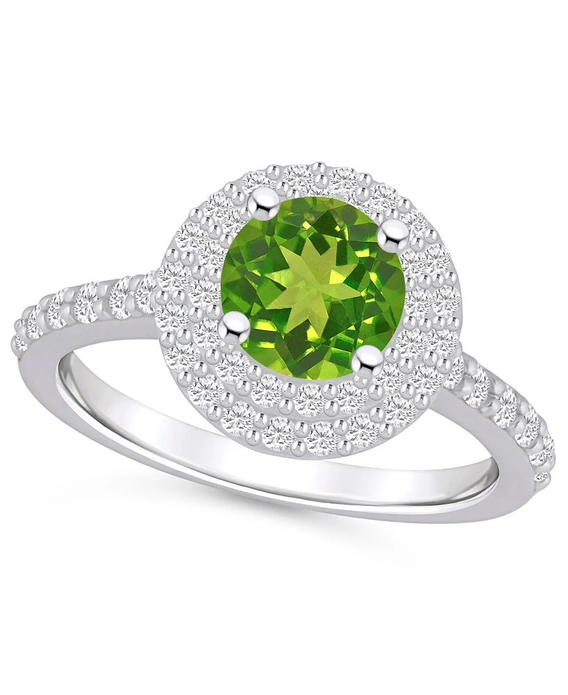 Macy's Peridot and Diamond Accent Halo Ring 14K Gold