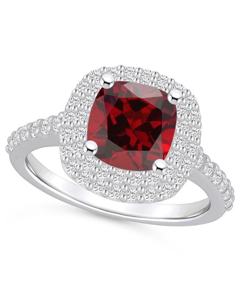 Macy's Garnet and Diamond Accent Halo Ring 14K Gold