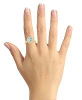 Macy's Aquamarine and Diamond Accent Halo Ring 14K Yellow Gold