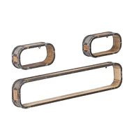 3 Piece Wall Shelf Set Solid Mango Wood