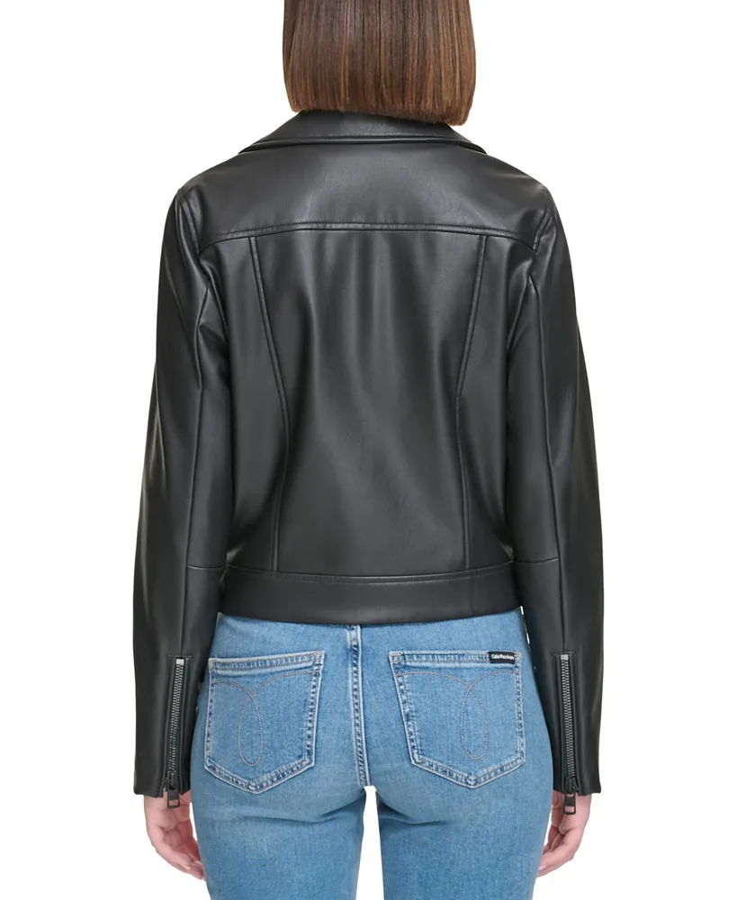 Calvin Klein Jeans Women's Faux-Leather Moto Jacket