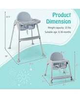 4-in-1 Convertible Baby High Chair Feeding with Removable Double Tray& Footrest