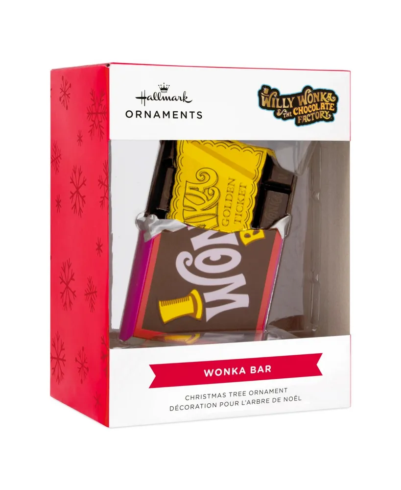 Hallmark Willy Wonka and the Chocolate Factory Wonka Bar with Golden-tone Ticket Ornament - Multi