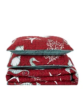 Videri Home Festive Seahorse Reversible 3-Piece Quilt Set