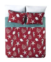 Videri Home Festive Seahorse Reversible 3 Piece Quilt Set Collection