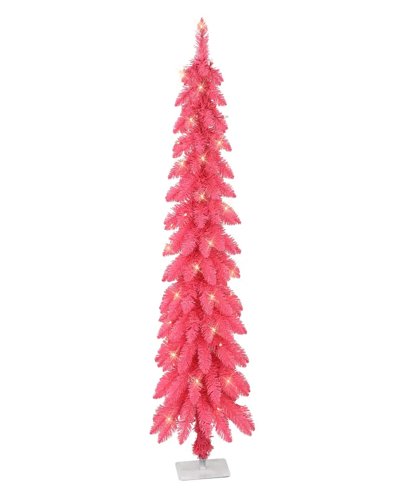 Puleo 4' Pre-Lit Artificial Alpine Pencil Tree