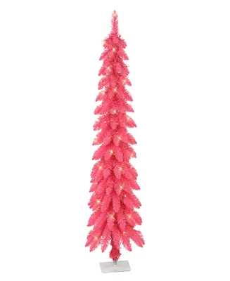 Puleo 4' Pre-Lit Artificial Alpine Pencil Tree