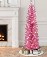 Puleo 4.5' Pre-Lit Tinsel Artificial Tree