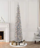 Puleo 7' Pre-Lit Tinsel Artificial Tree