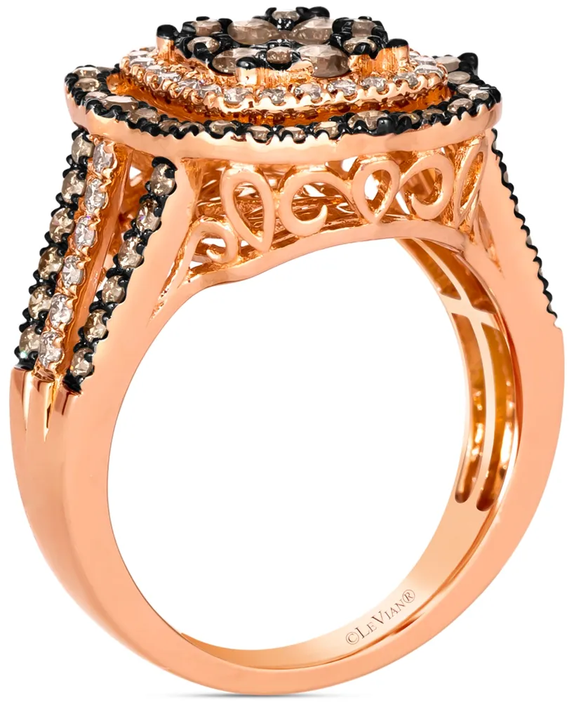 Le Vian Chocolate Diamond & Nude Halo Cluster Ring (1-1/2 ct. t.w.) 14K Rose Gold (Also Available White or Yellow Gold)