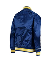 Big Boys Mitchell & Ness Royal Golden State Warriors Hardwood Classics Satin Raglan Full-Snap Jacket