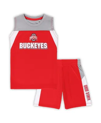 Toddler Boys and Girls Colosseum Scarlet Ohio State Buckeyes Ozone Tank Top Shorts Set