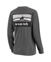 Women's Charcoal Texas Tech Red Raiders Comfort Colors Campus Skyline Long Sleeve Oversized T-shirt