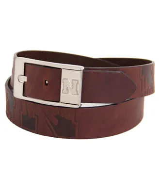 Men's Nebraska Huskers Brandish Leather Belt - Brown