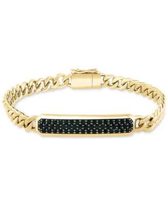 Effy Men's Black Spinel Panzer Chain Bracelet (1-1/2 ct. t.w.) in 14k Gold-Plated Sterling Silver