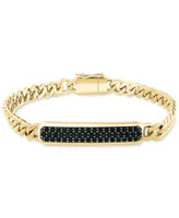 Effy Men's Black Spinel Panzer Chain Bracelet (1-1/2 ct. t.w.) in 14k Gold-Plated Sterling Silver