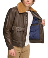 Tommy Hilfiger Men's Faux-Fur-Trim Faux-Leather Bomber Jacket