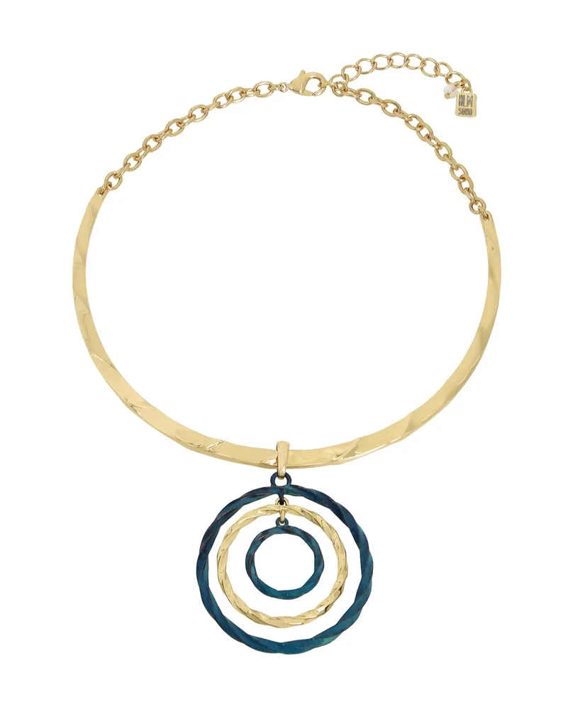 Robert Lee Morris Soho Blue Patina Orbital Pendant Necklace