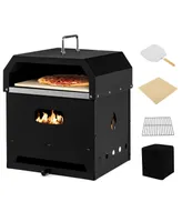 4-in-1 Multipurpose Outdoor Pizza Oven Wood Fired 2-Layer Detachable Oven