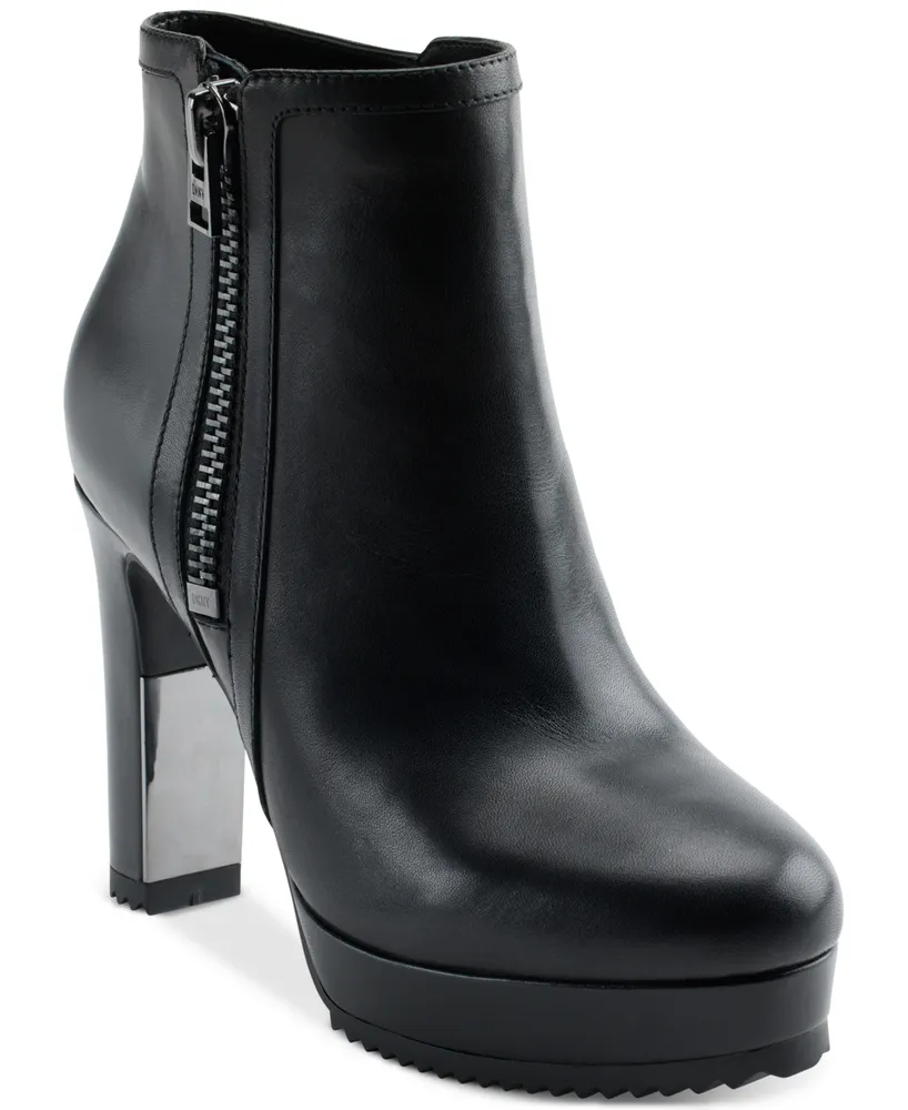 DKNY Toia Leather Lace-Up Platform Booties