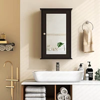 Costway Bathroom Wall Cabinet Single Mirror Door Cupboard Storage Medicine Wood Shelf