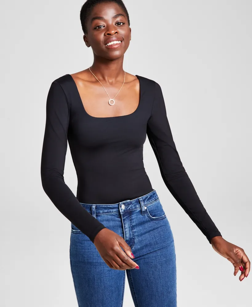 And Now This Women's Square-Neck Long-Sleeve Bodysuit, Created for Macy's