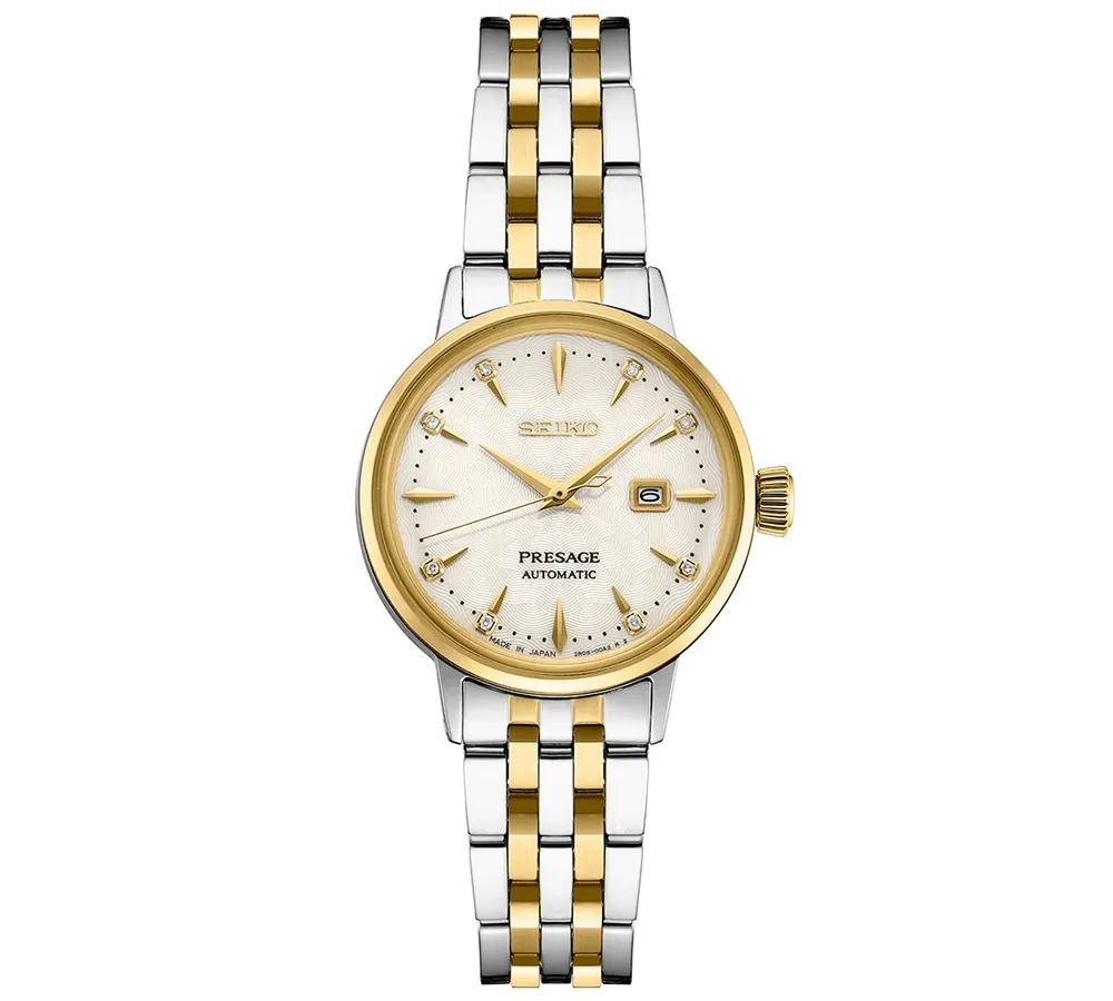 Seiko Women's Automatic Presage Diamond (1/10 ct. t.w.) Two-Tone Stainless Steel Bracelet Watch 30mm