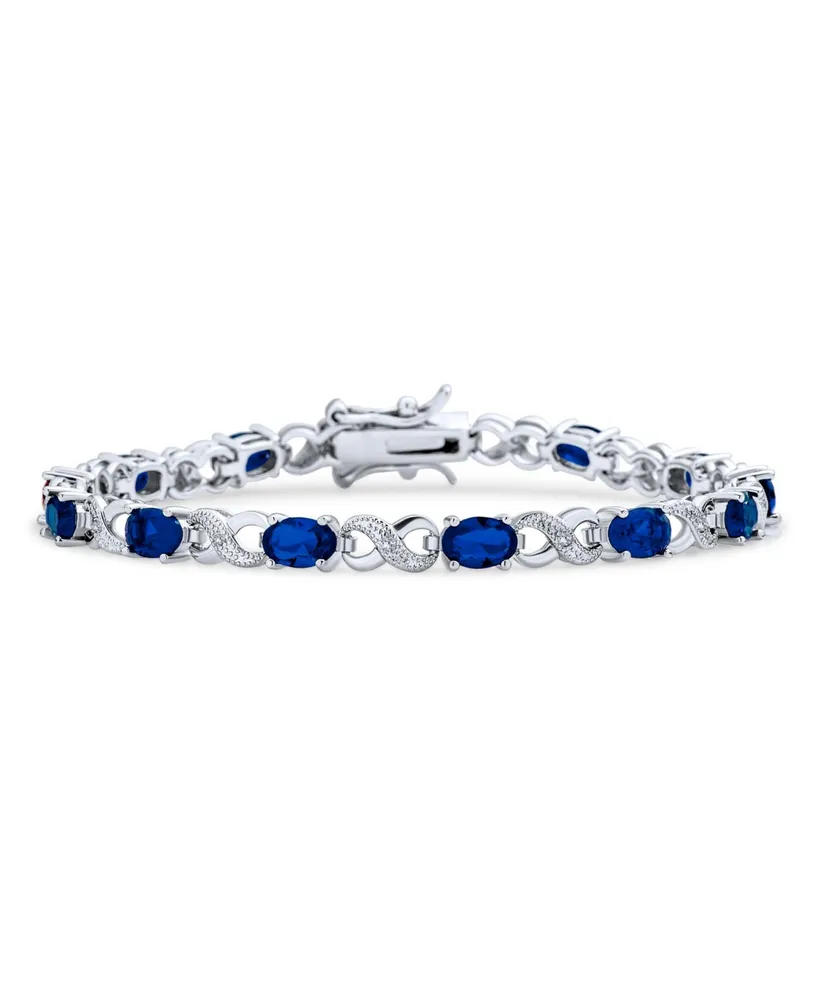 Bling Jewelry 9CT Royal Blue Red Rose Green Pink Cubic Zirconia Clear Oval Cz Symbol Infinity Milgrain Tennis Bracelet