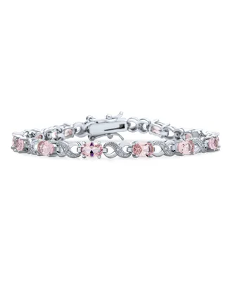 Bling Jewelry 9CT Royal Blue Red Rose Green Pink Cubic Zirconia Clear Oval Cz Symbol Infinity Milgrain Tennis Bracelet