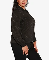 Belldini Black Label Plus Embellished Button-Front Top